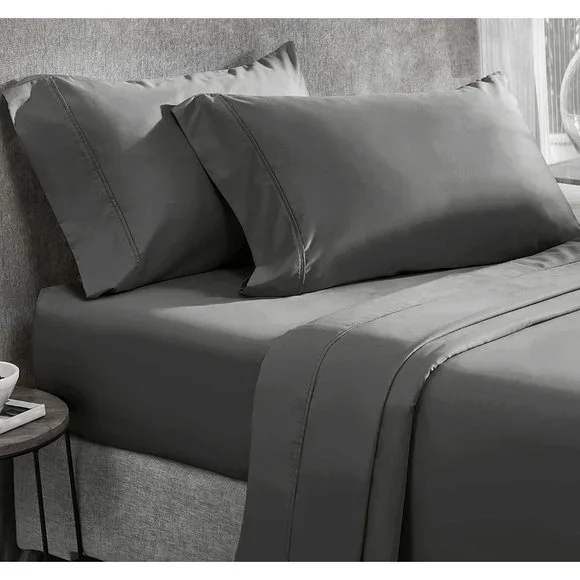 100% Cotton Sheets 4 Pc, Luxury Sheets & Pillowcases, Breathable Bedding - Picture 3 of 4